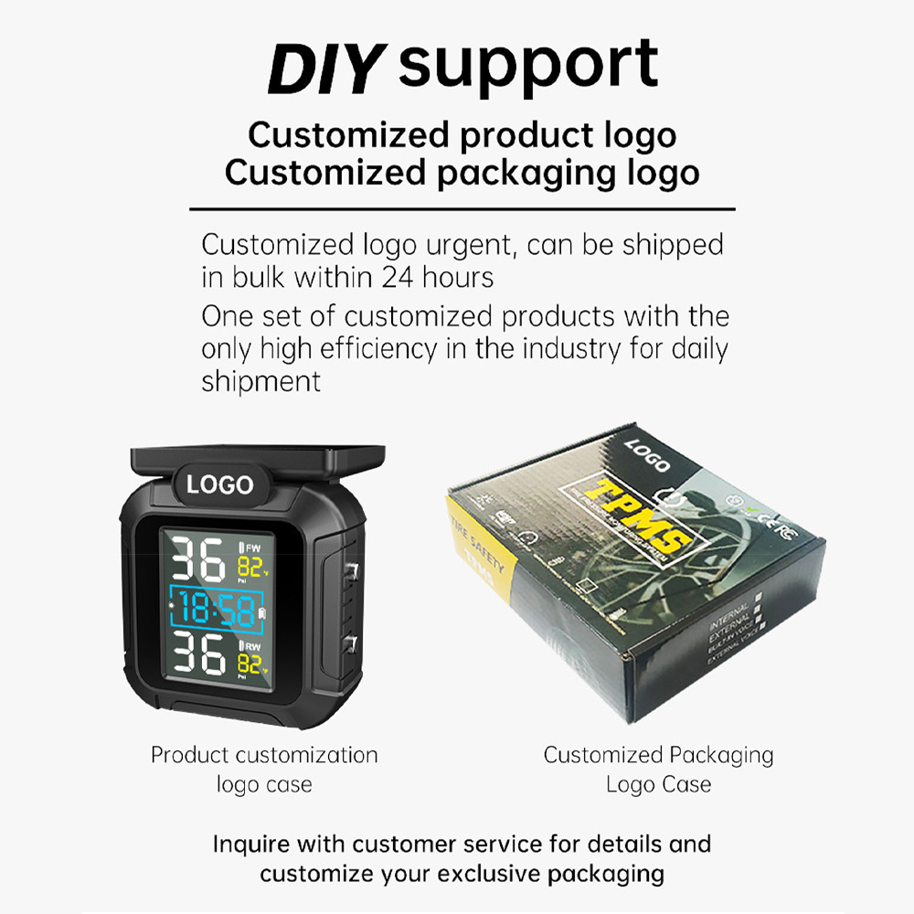 พลังงานแสงอาทิตย์รถจักรยานยนต์ ทีพีเอ็มเอส พลังงานแสงอาทิตย์เครื่องวัดความดันลมยางที่มี2เซ็นเซอร์ภายนอกความดันยางการตรวจสอบระบบปลุก - รูปที่ 3