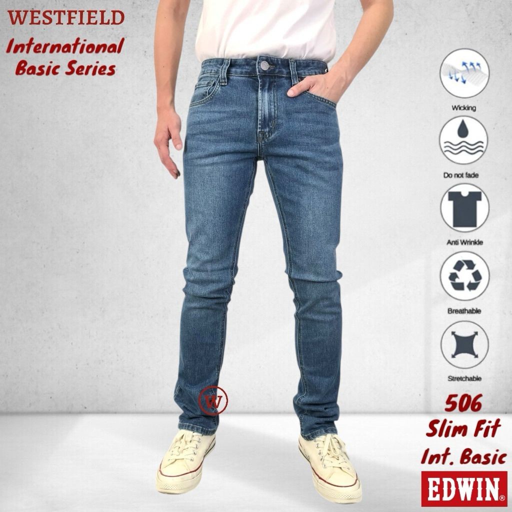 EDWIN Mens 506 Stretchable Stone Blue Slim Fit Jeans ( 7706 2855 ) Seluar Jeans