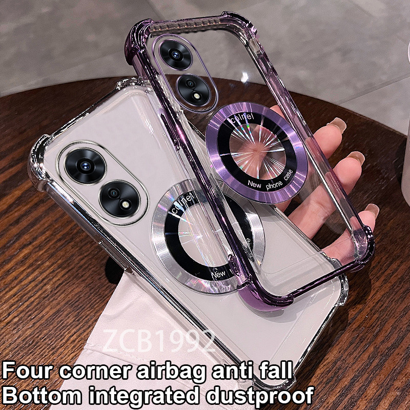 ยอดนิยมcase สําหรับ OPPO A17 A18 A38 4G A97 A60 TPU เคสโทรศัพท์โปร่งใสชาร์จแม่เหล็กสี่มุม anti drop 
