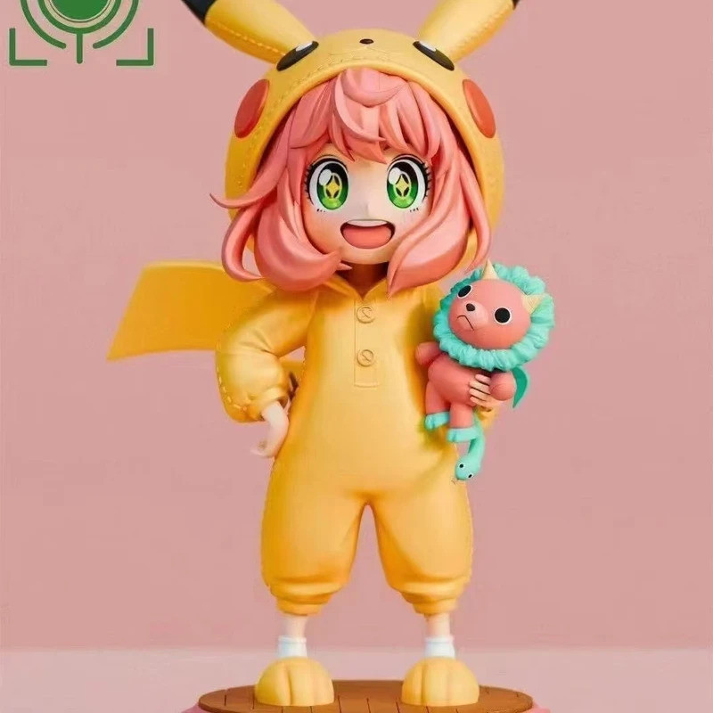 14cm SPY×FAMILY Anya Forger with Pokemon Pikachu Suit Anime Action Figure Toys
