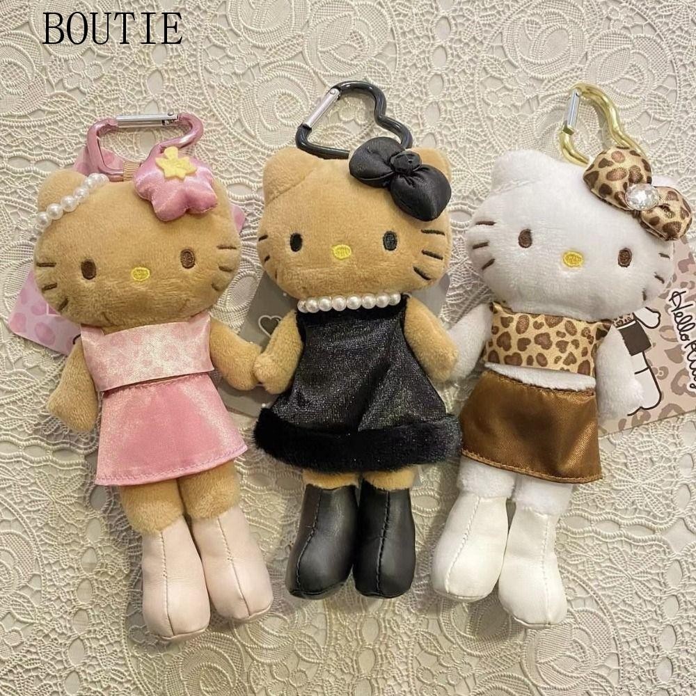 BOUTIE Blackskin Kitty จี้,ตกแต่งการ์ตูนเสือดาวพิมพ์ Kitty Plush พวงกุญแจ,กระเป๋าเป้สะพายหลัง Charm ขายาวน่ารัก Kawaii KT Cat ตุ๊กตาตุ๊กตาพวงกุญแจกระเป๋าจี้