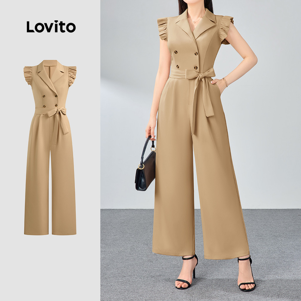 R11-JUN25-E-กางเกงผู้หญิงคอปกแขนบินเล็กติดกระดุมหรูหรา-JRR11P1D038