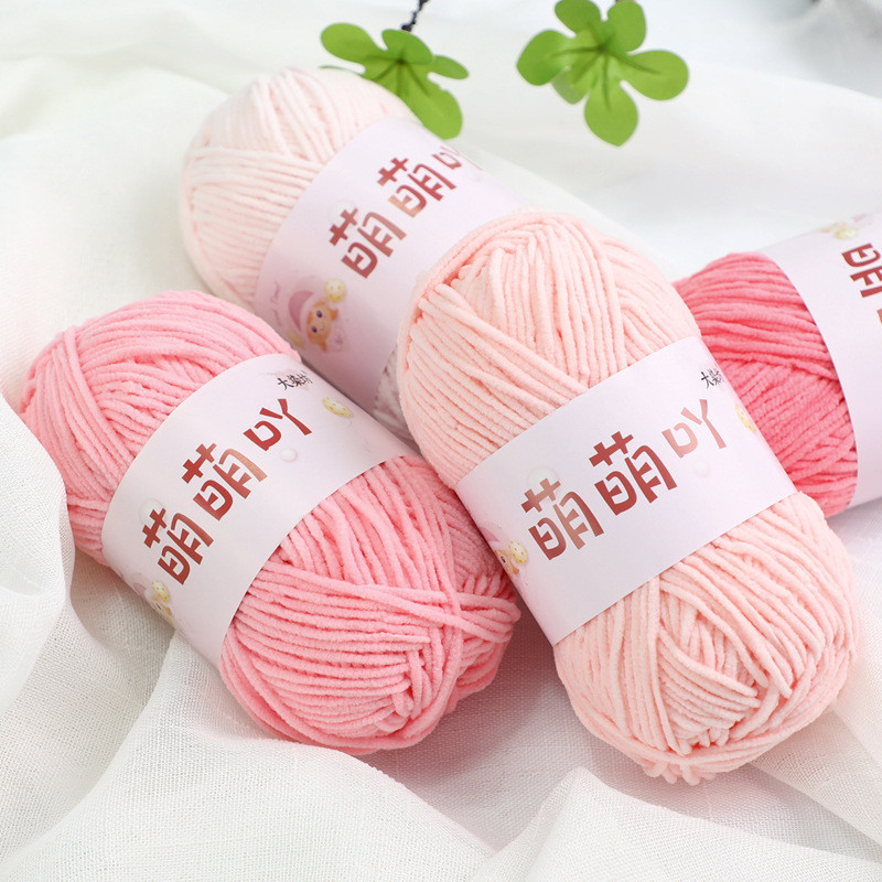 ขนสัตว์ด้ายหนาปานกลาง Chenille Hook Bag Hand-Knitted diy Wool Ball โครเชต์ตุ๊กตา Ice Bar Thread