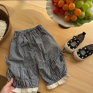 ฤดูร้อน กางเกงเด็กผู้หญิงใหม่ กางเกงลายตารางหวานสำหรับเด็ก ก…