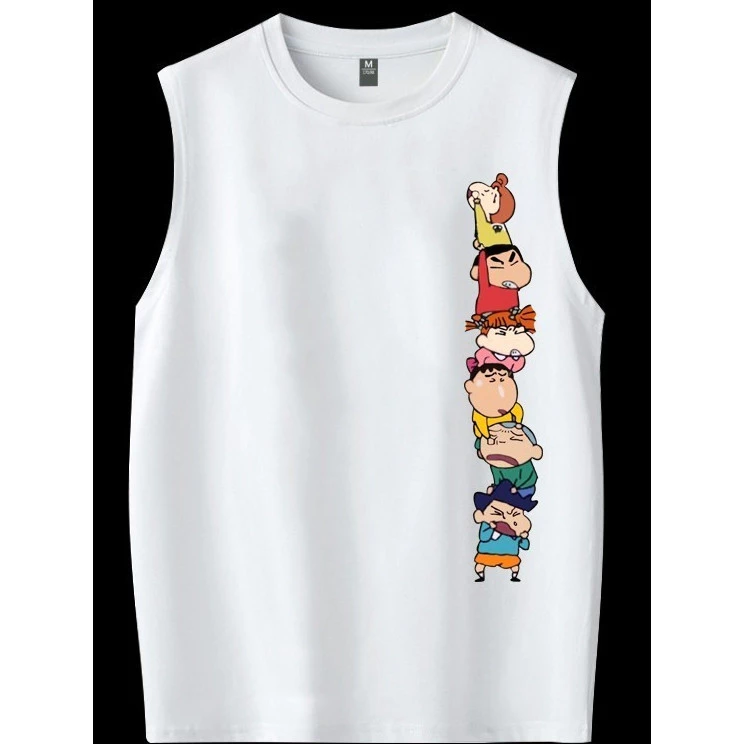 NEW เสื้อยืดแขนกุด ลายชินจังเกาะคอกัน OP-1144