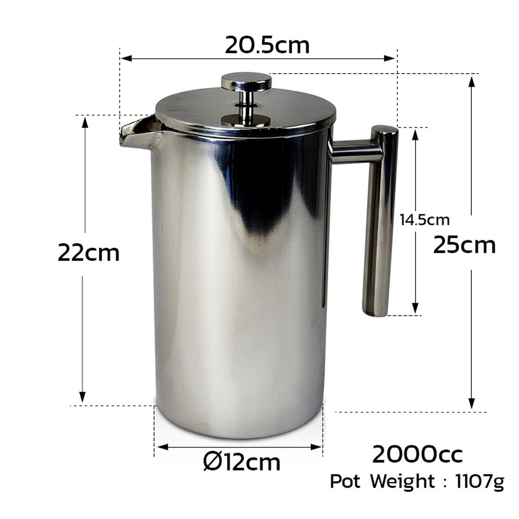 French Press เหยือกชงกาแฟสด กาชงกาแฟ เหยือกชงกาแฟ สแตนเลส ขนาด 350ML/1000/2000 ML (พร้อมส่งทันที) - รูปที่ 5