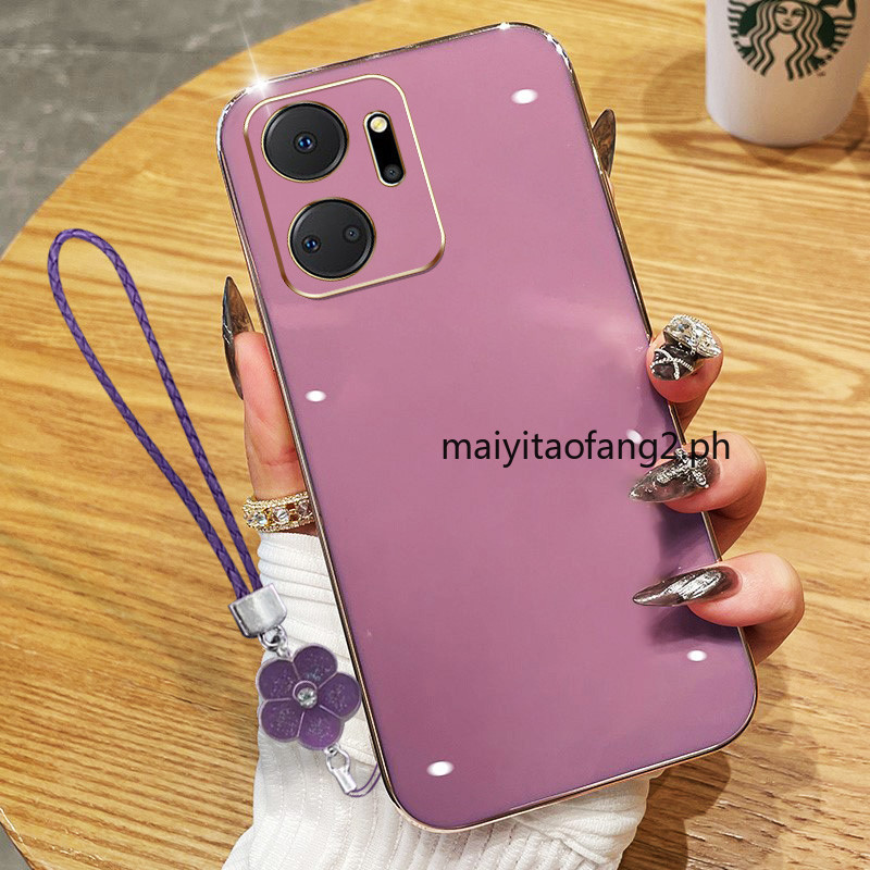 ปลอกสําหรับ Huawei Honor X7B X7A X7 Play 30 50 Plus Play 8T Nova 11i เลนส์กล้องElectroplating Squareซิลิโคนป้องกันเคสโทรศัพท์ + ฟรี Lanyard 6DDD