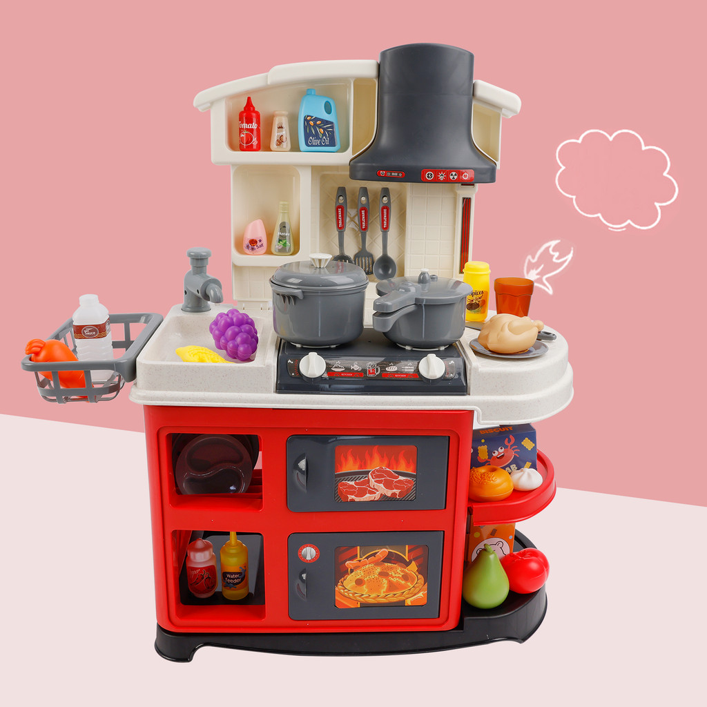 61cm ชุดครัวเด็ก ครัวของเล่น ของเล่นทำอาหารชุดใหญ่ Kitchen toy Cooking table Sound effect Light effe
