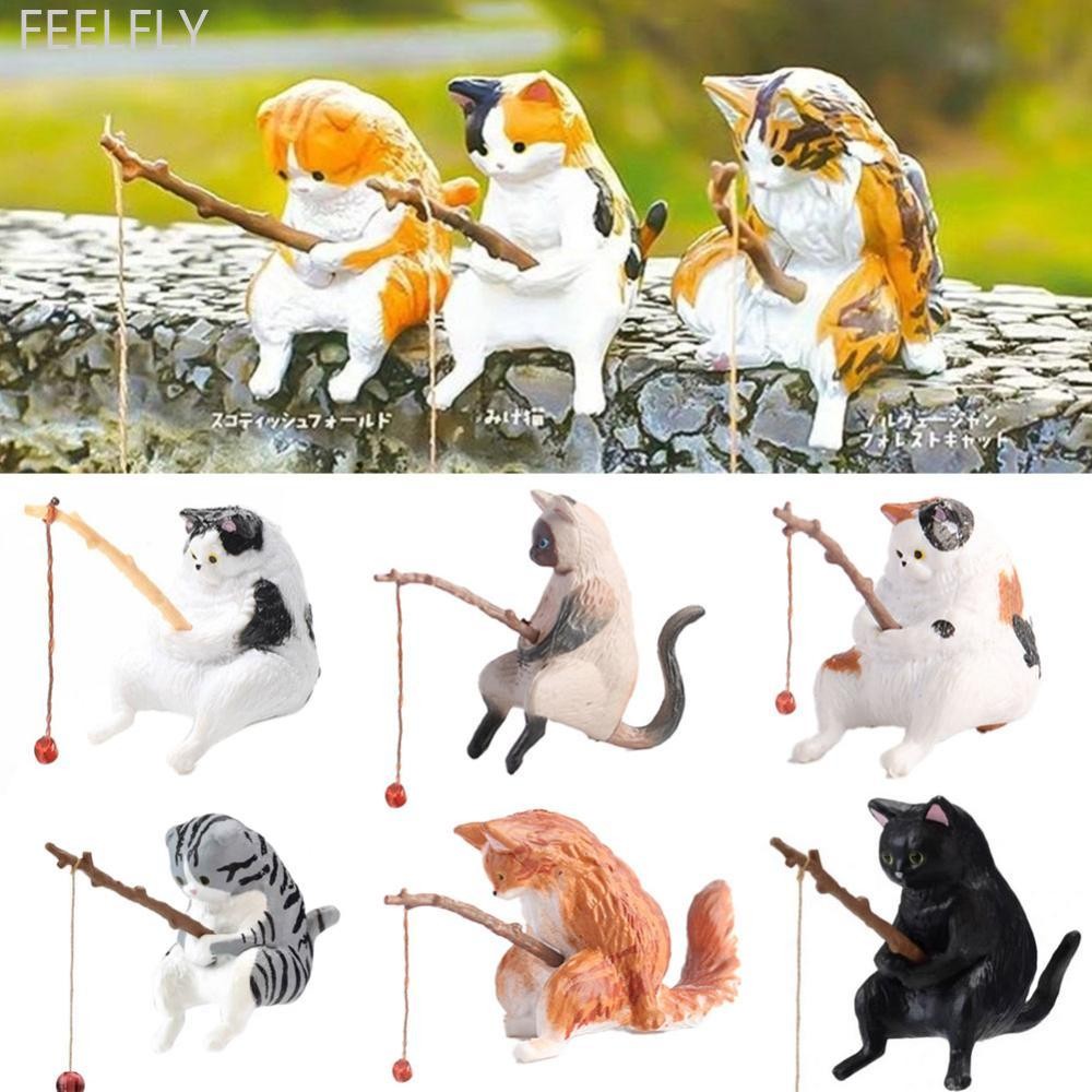 FEELFLY ตกปลาแมว Aquariums ตกแต่งถังปลาแขวนภูมิทัศน์ Aquarium แมวตกปลาเครื่องประดับ Home Aquarium Decor A4V4