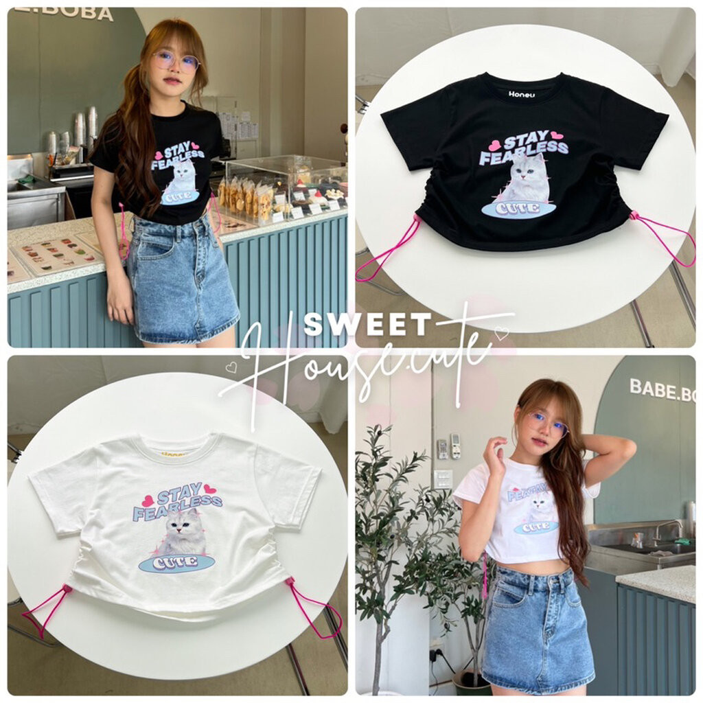 ❥ SweetHouse #137 🌼 เสื้อครอป เชือกรูด ผ้าคอตตอน 100%