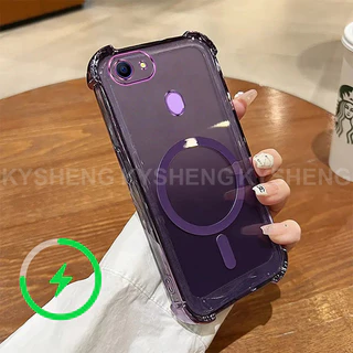 เคสสําหรับ OPPO F7 F5 เคสโทรศัพท์ TPU ชาร์จแม่เหล็กสี่มุมป้องกันการตกนิ่มโปร่งใส WBQ