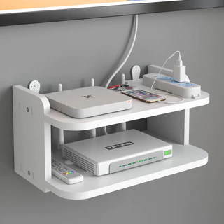 ชั้นวางติดผนัง ที่วางกล่องwifi ชั้นวางเราเตอร์ไม่เจาะผนัง PVC Router Rack