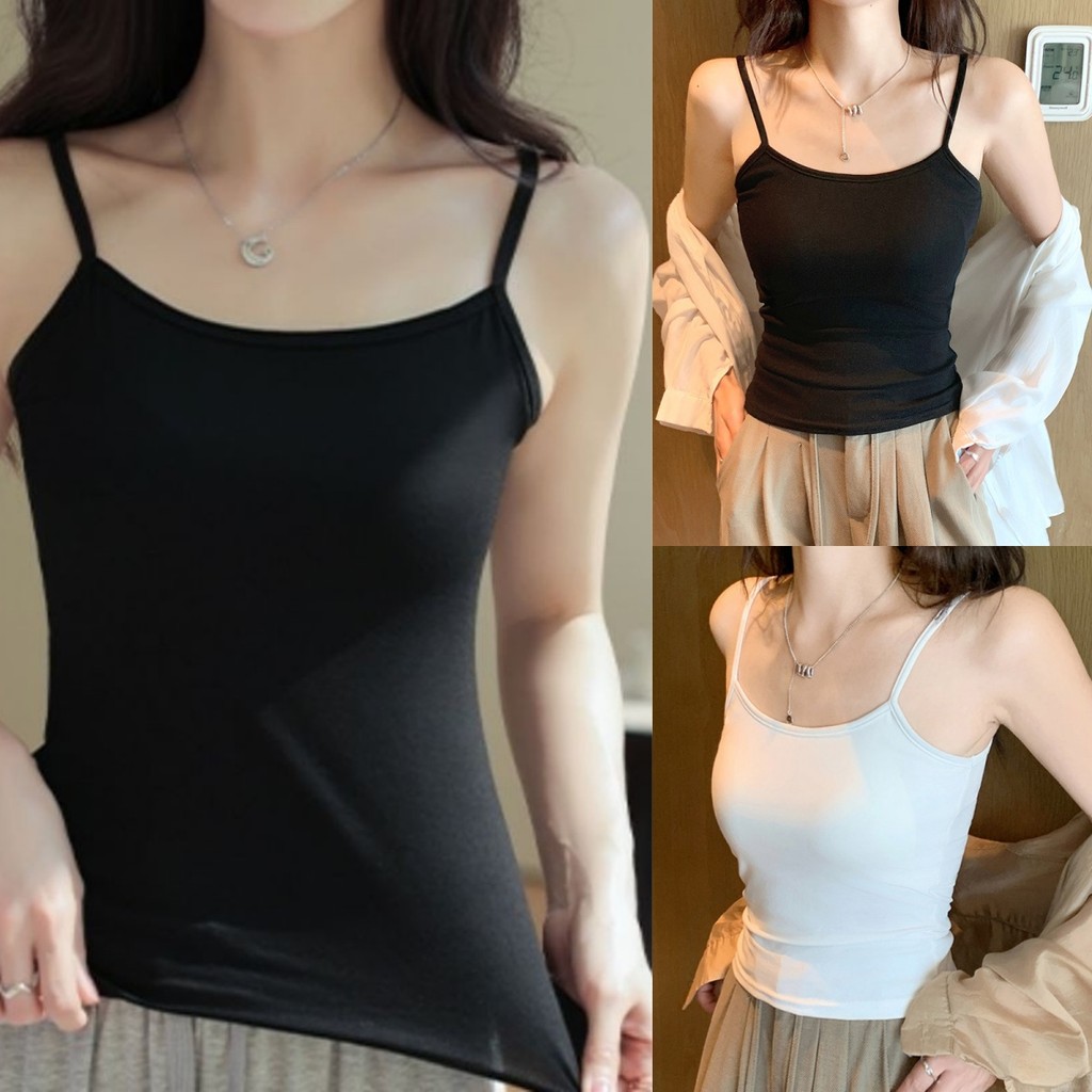 Trendie-เสื้อสายเดี่ยว ผ้านิ่ม ใส่สบาย เสื้อซับใน ผู้หญิง สีพื้น สไตล์ลำลอง ทรงสวย ฤดูร้อน ส่งไวจากไทย