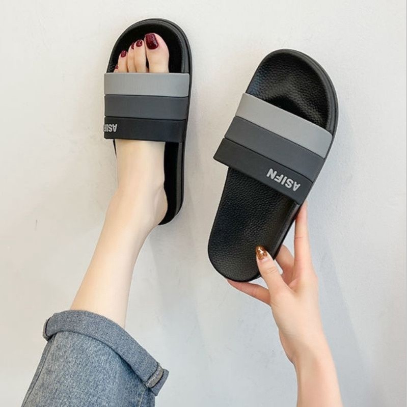 ManBu8🌞พร้อมส่ง🚚  รองเท้าแตะแบบสวม ใส่สบายสีดำสีพื้น ใส่สบายง่ายๆ  รองเท้าลายคาดสี  รองเท้าสุดฮิต  💙 (LT-ST) - รูปที่ 5