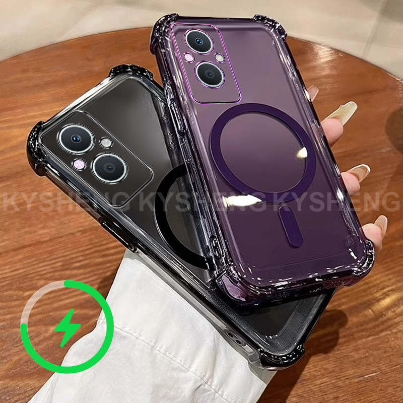 สําหรับ OPPO reno 7z 8z 5g เคสโทรศัพท์ TPU ชาร์จแม่เหล็กสี่มุม anti drop โปร่งใส soft shell WBQ