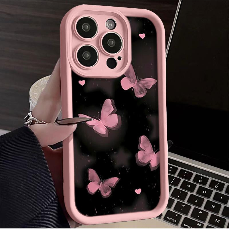 เคสเรดมี่ For Redmi 12 9A 13C 9C 9 10A 9T 12C 10C A1 PLUS A3 Note 12 8 10 13 11 Pro 10s 9 11s 14PRO ผีเสื้อสีชมพู เคส ราคา ถูกที่สุด ดีลบีเคเค แกลเลอรีภาพที่ 2