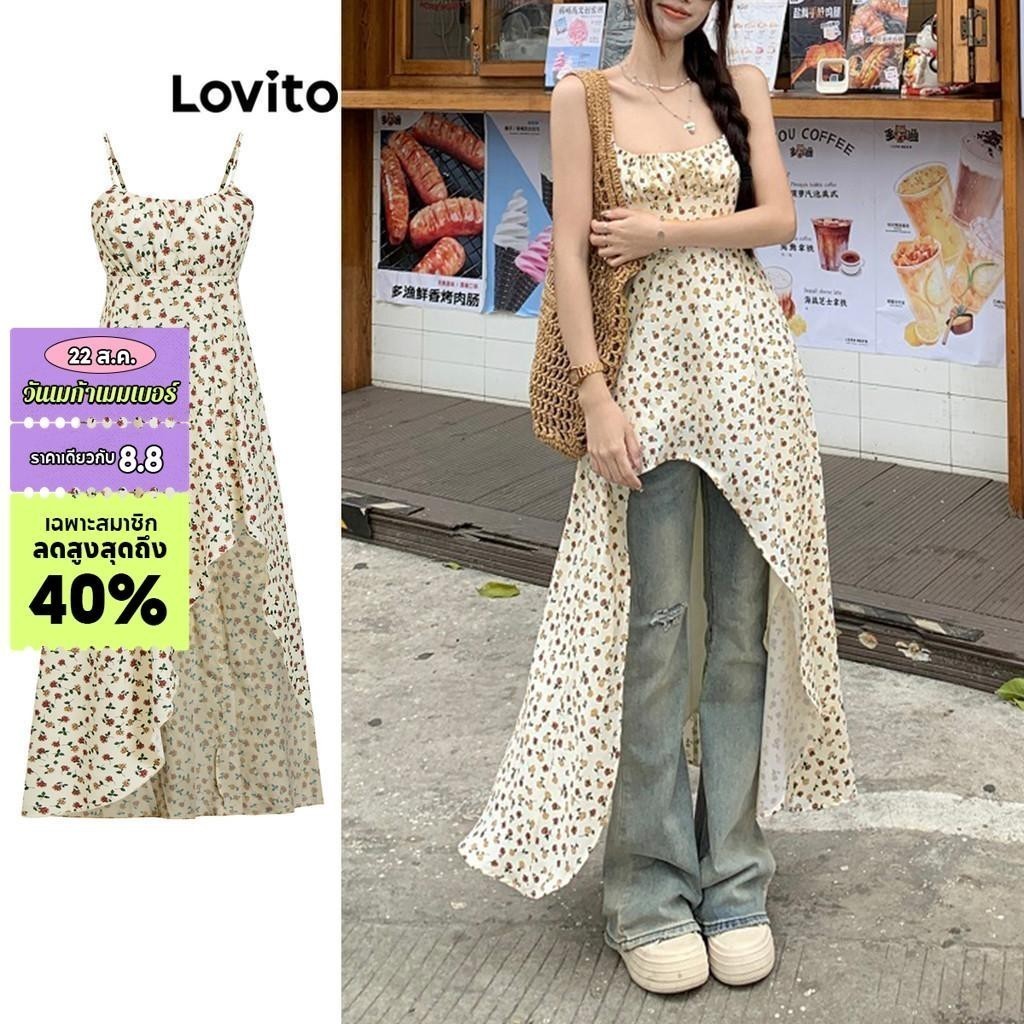 Lovito ชุดเดรสลําลอง ชุดเดรสทรงเตี้ยลายดอกไม้ ดิทซี่ สําหรับผู้หญิง LBA82204