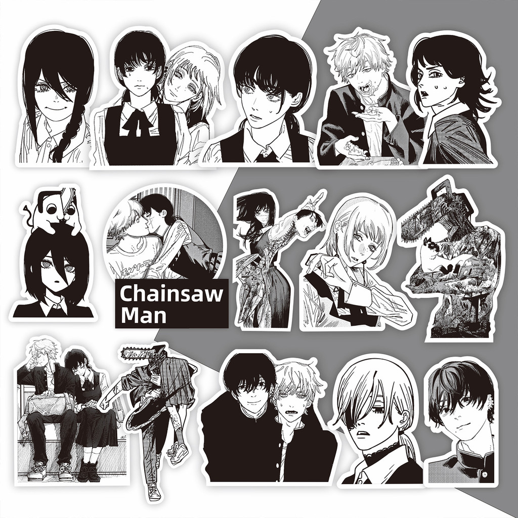 75 ชิ้น Chainsaw Man สติกเกอร์แพ็ค - Denji สีดําและสีขาว, Reze Decals สําหรับ Diaries & Planners