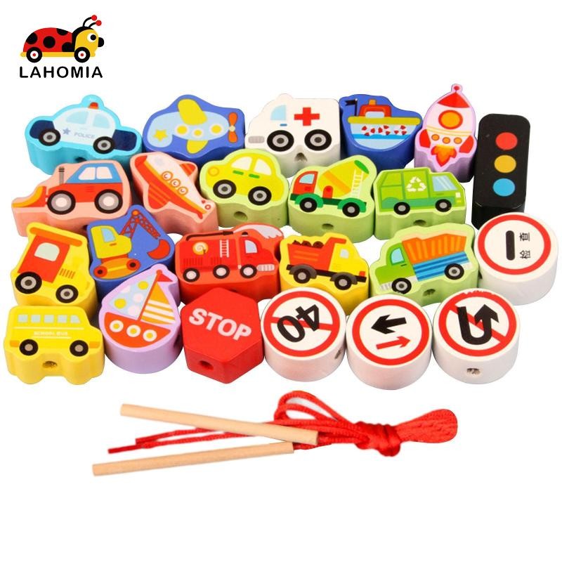 ลาโฮเมีย ลูกปัดไม้ของเล่นเกลียวไม้ของเล่นร้อยเชือกสําหรับเด็กเด็กวัยหัดเดินหญิง - รูปที่ 5