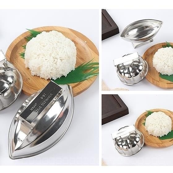แม่พิมพ์ข้าวสแตนเลสแม่พิมพ์ข้าวสแตนเลสแม่พิมพ์ไข่เจียว3ชิ้นทําความสะอาดง่ายซูชิทําเองอาหารทําญี่ปุ่นสแตนเลสอาหารข้าวกด