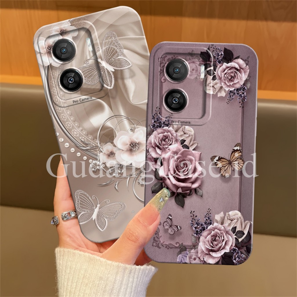 IQOO Z7 5G / IQOO Z7X 5G Casing Flower Motif Pro Camera Case