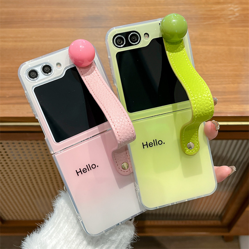 Fold Case สําหรับ SAMSUNG Z Flip3 Flip4 Flip5 Flip6 สองด้าน IMD gradient สร้อยข้อมือลูกปัดกลมกันกระแ