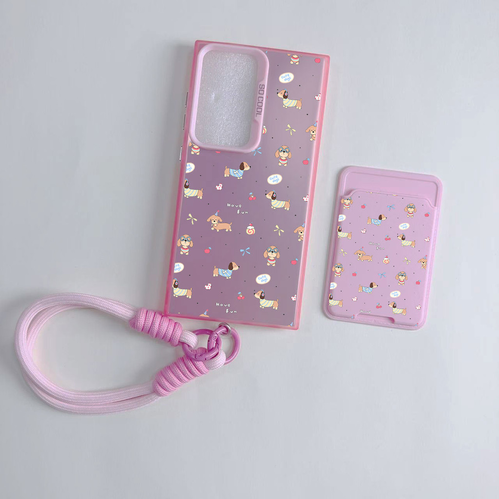 ตลกลูกสุนัขรูปแบบกระเป๋าสตางค์ S25 ultra Note20 สําหรับ Samsung A23 A24 A25 a55 s22 s22plus ultra Case Girly S23 S23Plus s23fe s24 s24plus s24ultra s21FE ปลอก