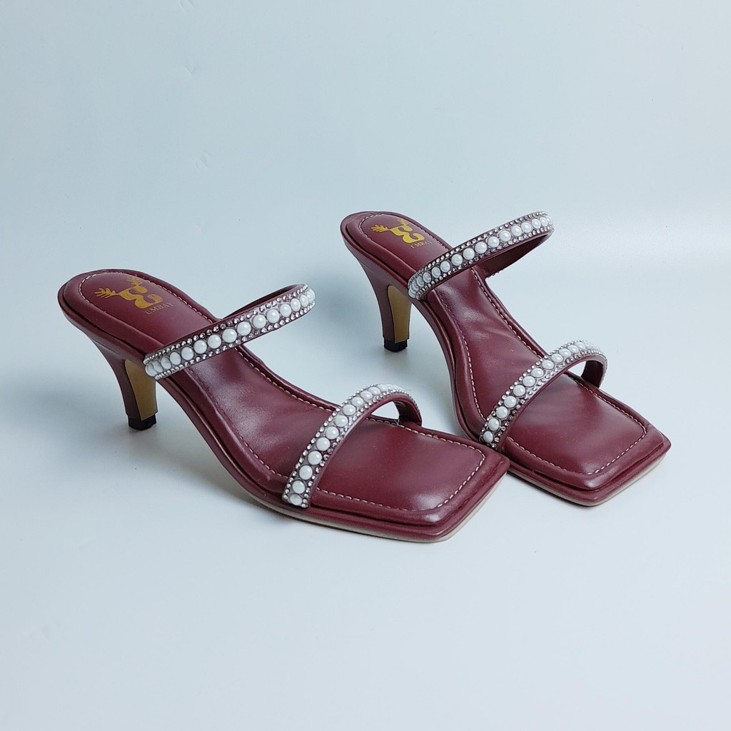 Embay รองเท้าผู้หญิง 7 ซม. รองเท้าส้นสูง VIKING MAROON