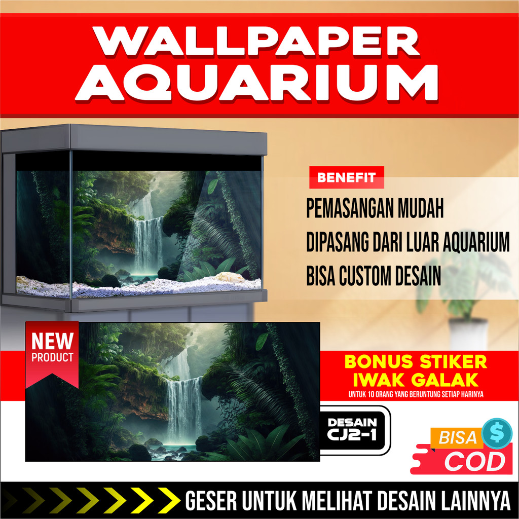 3D REAR AQUARIUM BACKGROUND สติ๊กเกอร์ติดผนังพร้อมรูปถ่ายรูปถ่ายรูปถ่าย CJ2