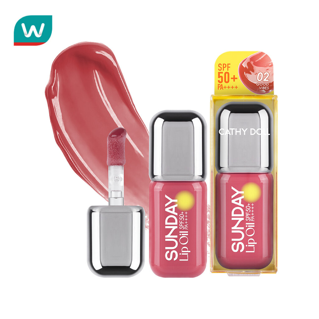 Cathy Doll เคที่ดอลล์ ซันเดย์ ลิป ออยล์ SPF50+ PA++++ 3.5มล. 02 กู๊ด ไวบ์
