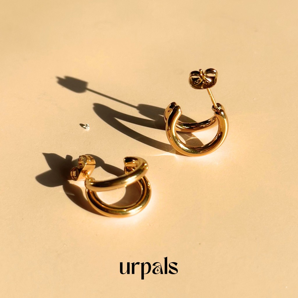 URPALS ต่างหู Stainless ชุบทอง 18K ดีไซน์เก๋ ใส่ได้ทุกวัน แพ้ง่ายใส่ได้