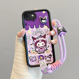 เคส iPhone 6 6S 7 8 PLUS SE2 SE3 หนังการ์ตูนปักหมุดเชือกโทรศัพท์กรณี