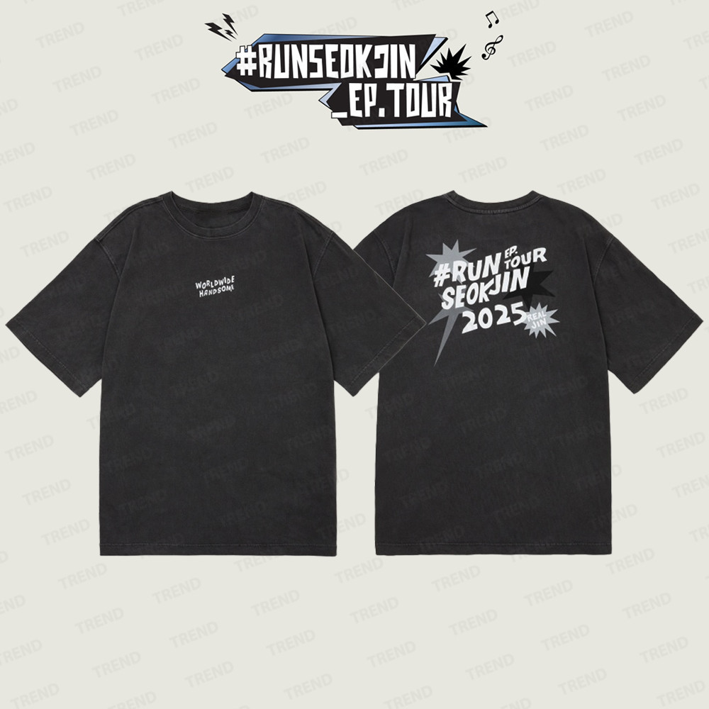 KPOP BANGTAN JIN RUNSEOKJIN-EP TOUR 2025 Merch ผ้าฝ้ายเสื้อยืด Vintage ผู้ชายและผู้หญิงฤดูร้อน Stree