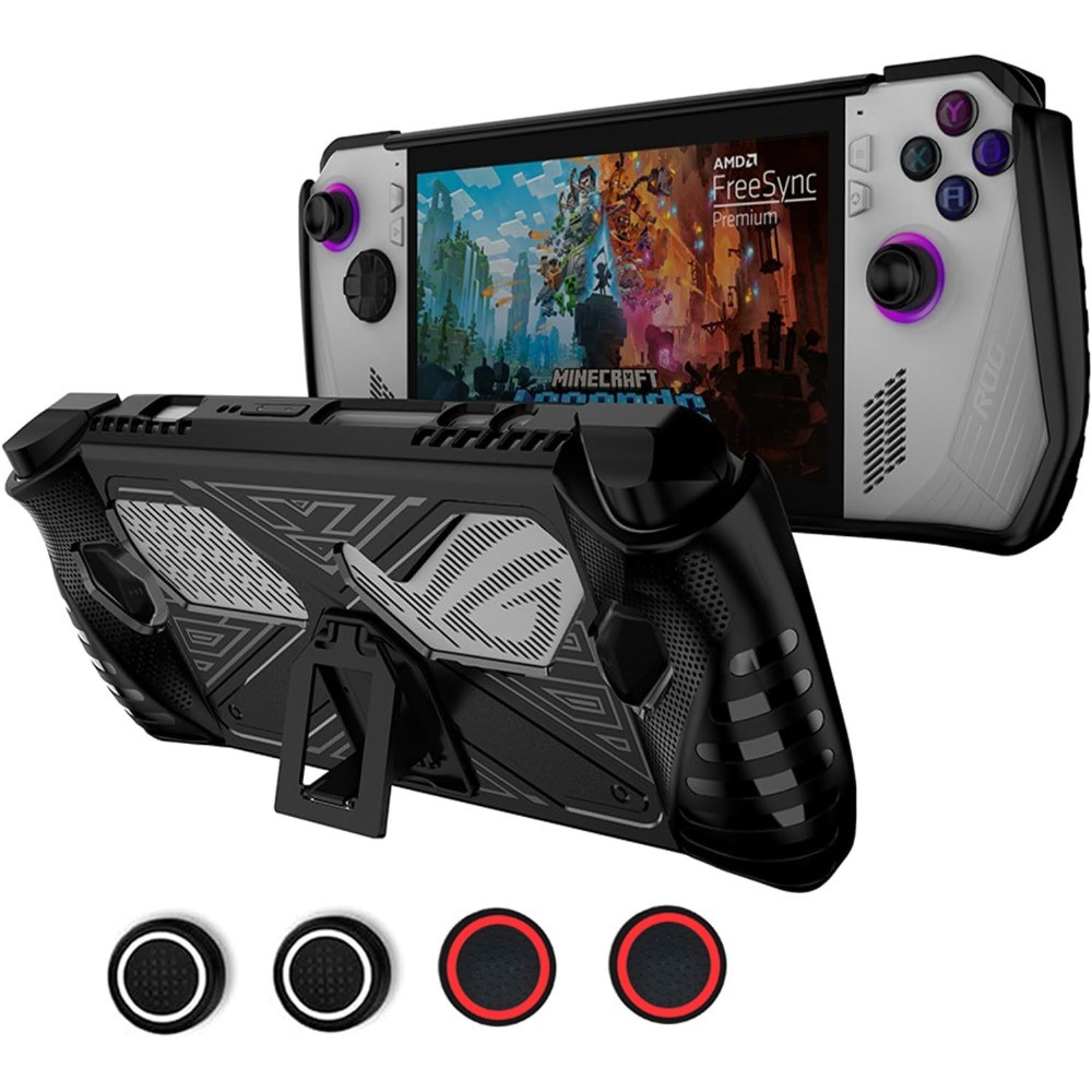 สําหรับ ASUS ROG Ally (2023) เคสซิลิโคน 4 Thumb Grip Caps, อุปกรณ์เสริมสําหรับ ROG Ally รวม Anti-Slip & กันกระแทกผิวพร้อมขาตั้งแบบพับได้สําหรับ ROG Ally และ 