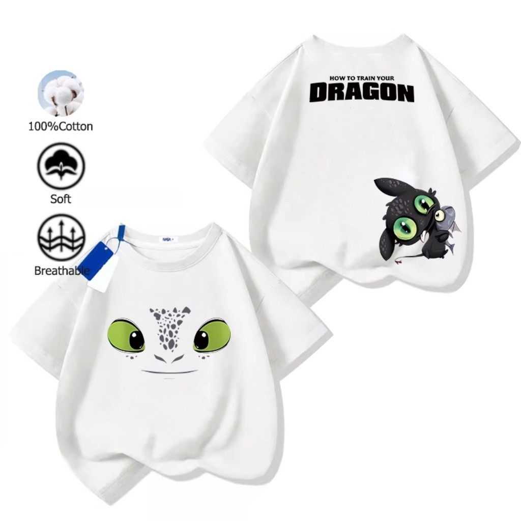 เสื้อยืดเด็ก How To Train Your Dragon Toothless 100% cotton มี 6 สี ใส่สบาย นุ่ม เสื้อเชิ้ตแขนสั้น(ส่งเร็ว จัดส่งจากไทย)