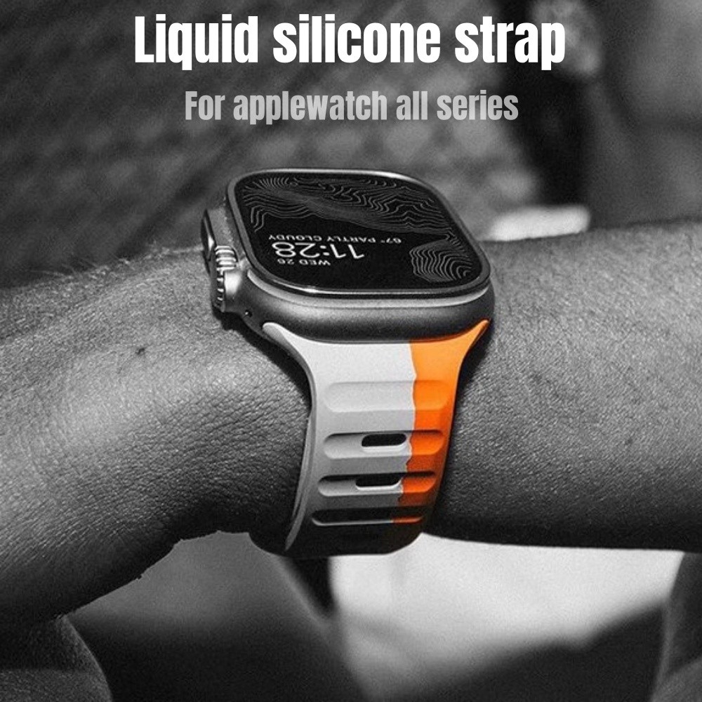 คู่สีกีฬาสายรัดซิลิโคนสําหรับ applewatch s10 9 8 7 6 5 4 3 2 1 se2 ultra ระบายอากาศได้ เปลี่ยนสร้อยข้อมือสําหรับ ฉันดู 49 มม. 46 45 44 42 41 40 38 ผิวท