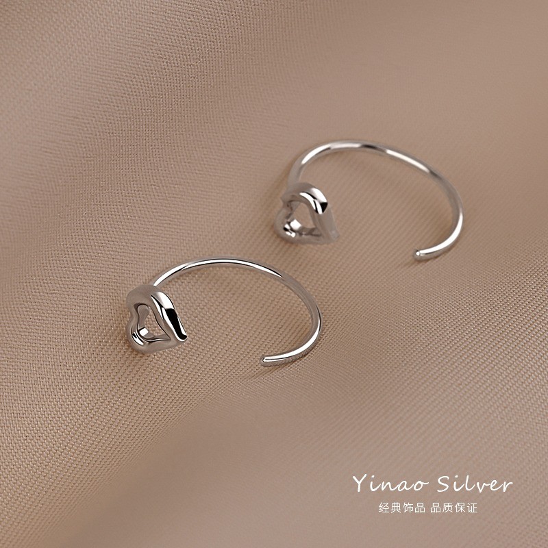 925 เงินหัวใจต่างหูผู้หญิงระดับไฮเอนด์ออกแบบเรียบง่ายสำหรับการขายส่งและของขวัญ - รูปที่ 4