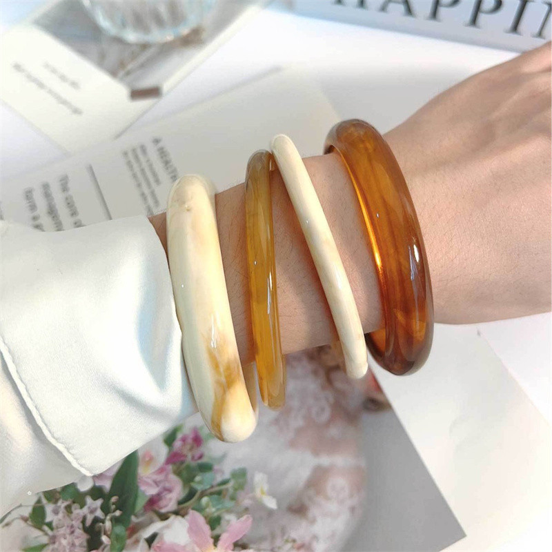 Gmail ไม่สม่ำเสมอ Halo เรขาคณิตอะคริลิค เปิด-end สร้อยข้อมือแฟชั่น สําหรับผู้หญิง วันหยุดและParty Fa