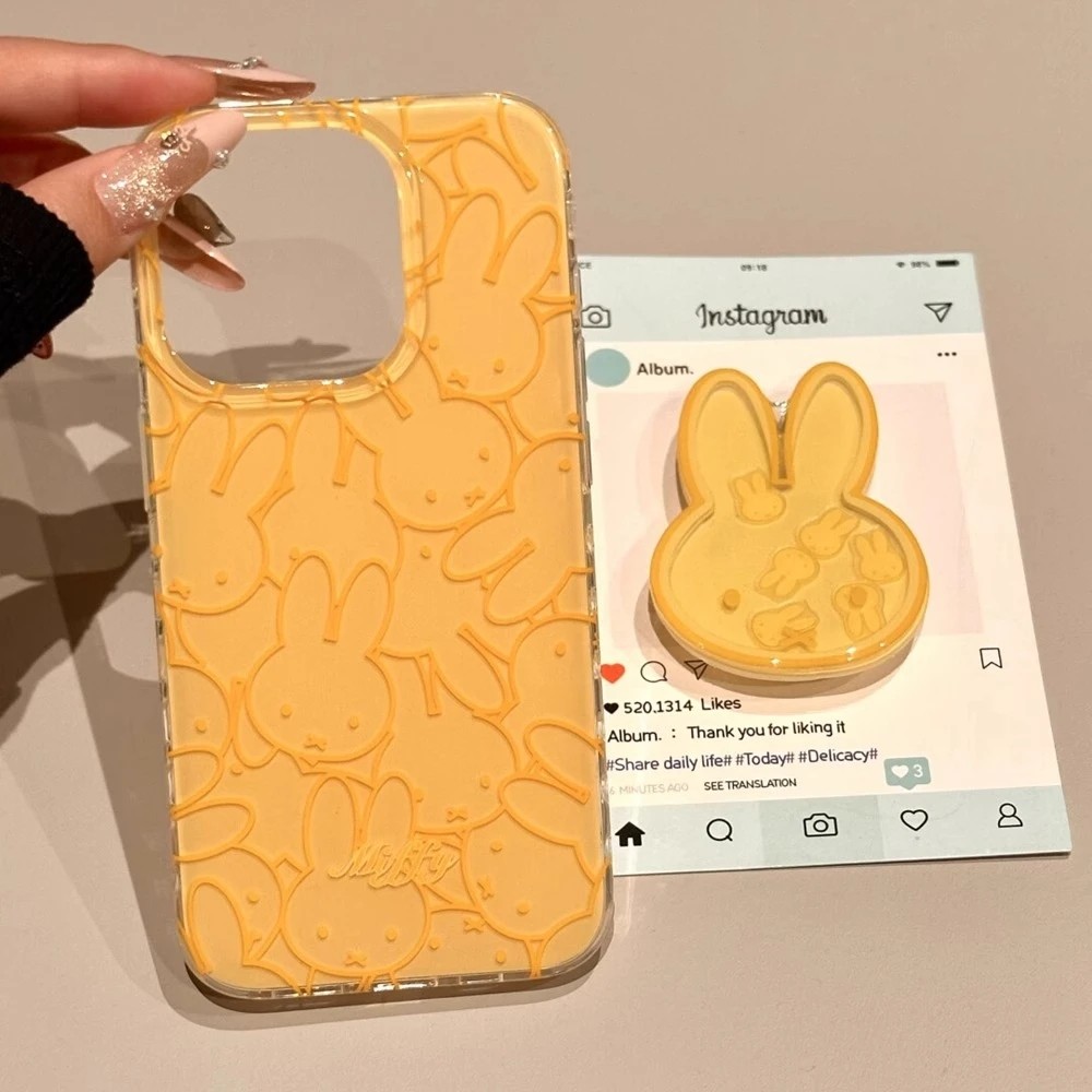 เส้นสีเหลือง Miffy เหมาะสําหรับ Samsung s24fe เคสโทรศัพท์ s25 สองชั้น s23ultra ผู้หญิง s21+/ s22/a54/a52 Creative Shock-proof a72/a73/a33 Hard a05s/a34 รวมทุกอย่าง a53