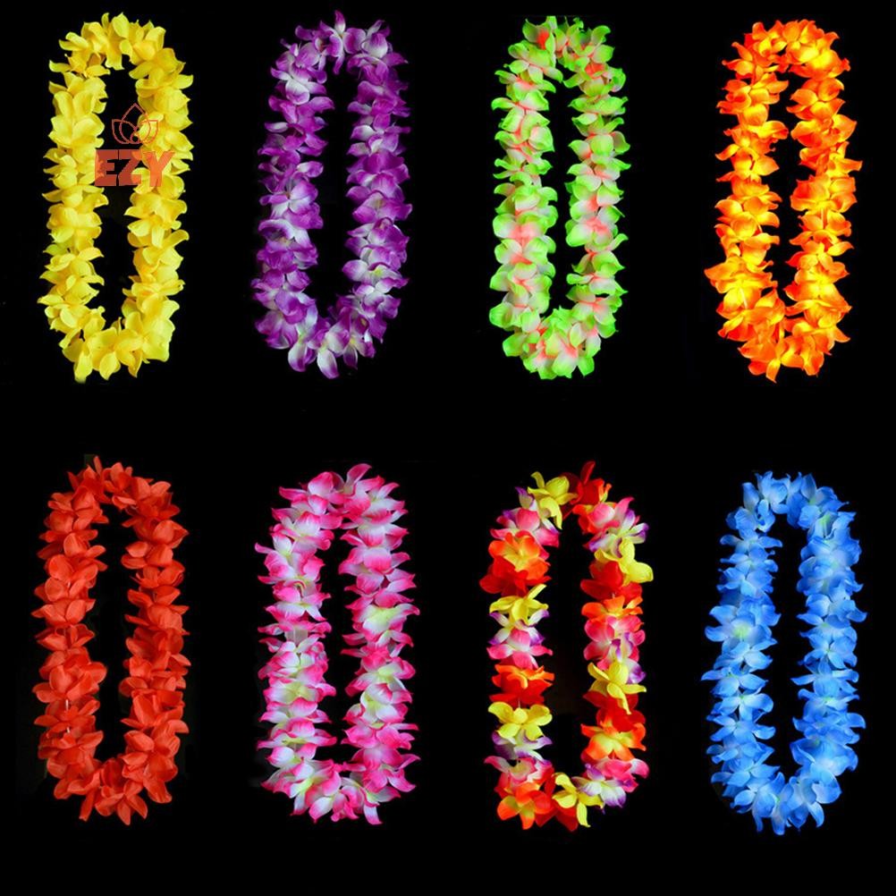 EZY Hawaiian Leis จําลองดอกไม้ผ้าไหม Leis Dance Party แฟนซีชุด Garland 8 สีใหม่