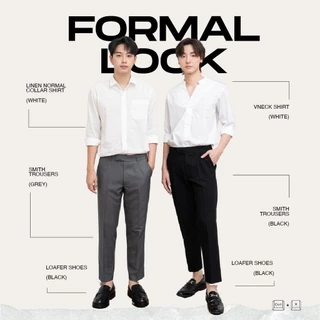 NEW IN กางเกงสแลค 9 ส่วน ทรงกระบอกเล็ก รุ่น SMITH ผ้ายืด 2-WAY คุณภาพดี มีจีบหน้า SLIM-FIT TROUSERS