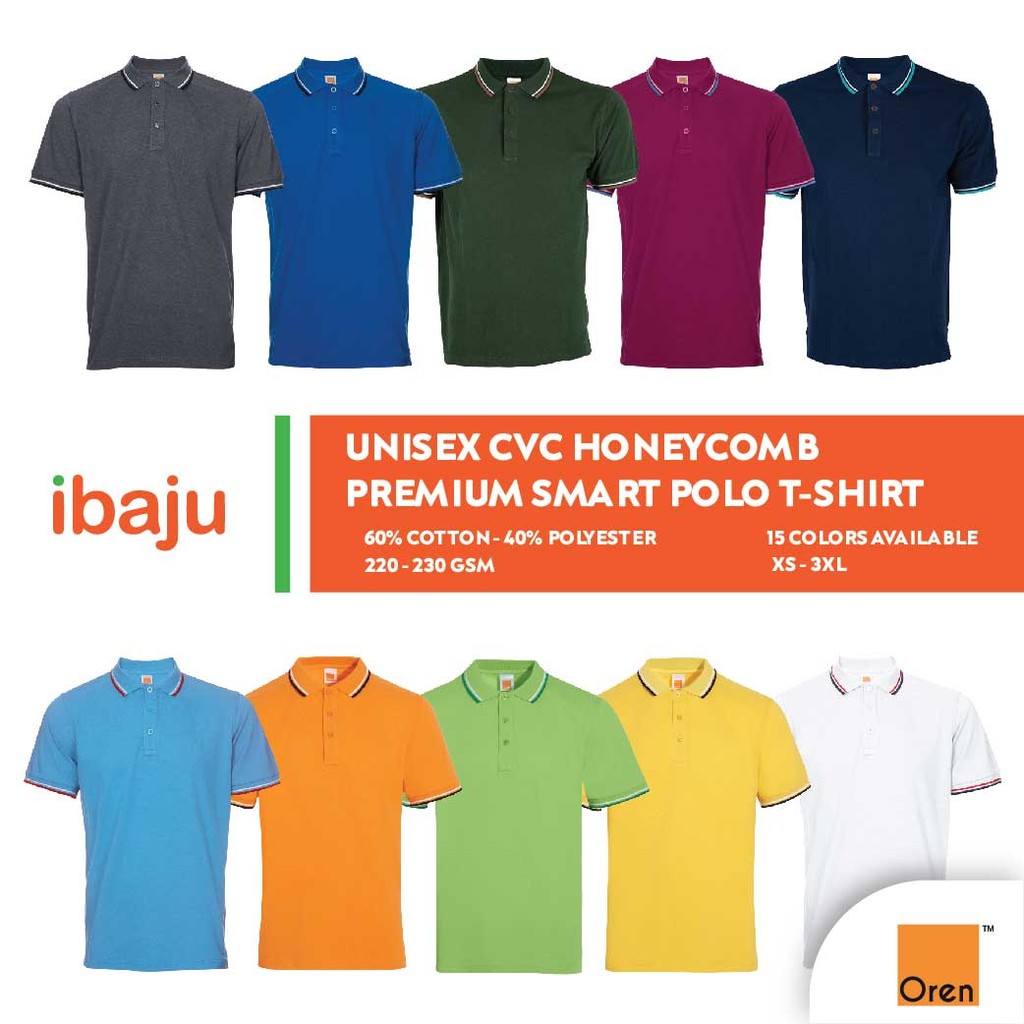 ORN SPORT Honeycomb Premium Smart Polo เสื้อยืด HC24 Unisex ผู้ใหญ่ Eco Dye 220gsm Cotton Poly Polo 