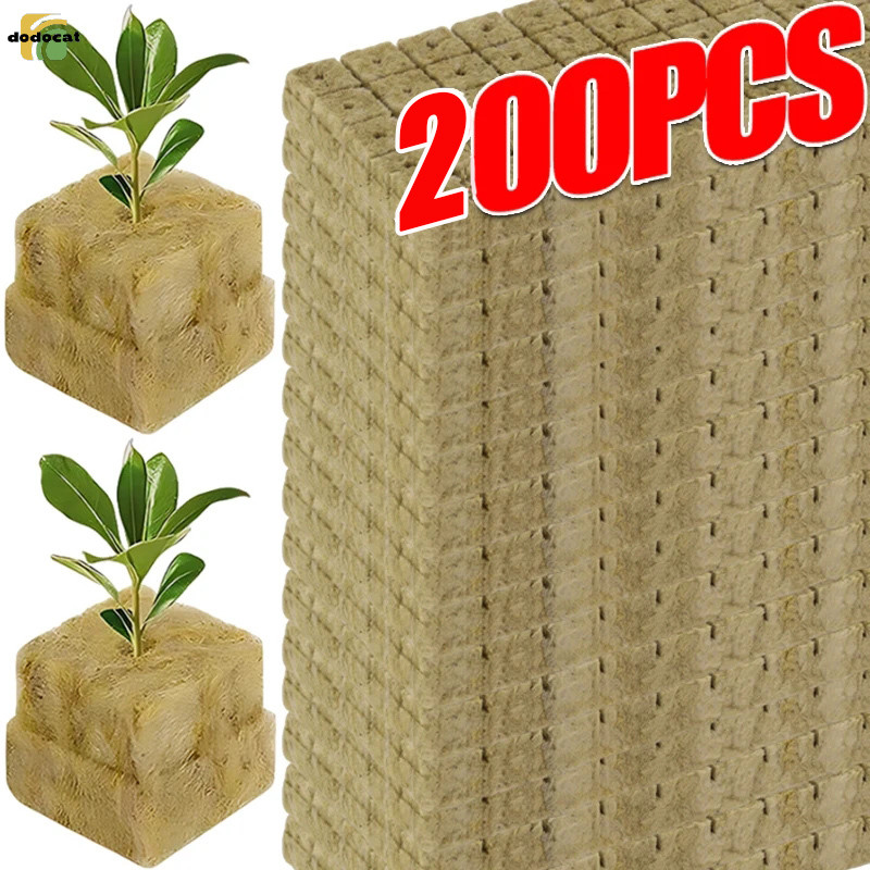 ก้อนขนหินสําหรับ Hydroponics 1.5 นิ้ว Rock Wool Planting Cubes Absorption Hydroponics Mesh Net Cup Kit for Home