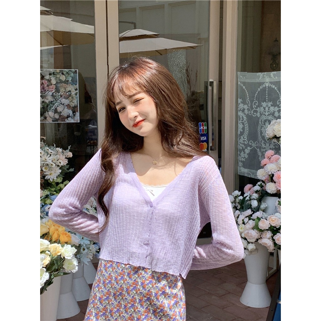 Maze*เสื้อไหมพรม เสื้อคลุมกันแดดแขนยาว ผ้านิ่มใส่สบาย ฟรีไซส์ พร้อมส่ง(70068) - รูปที่ 2