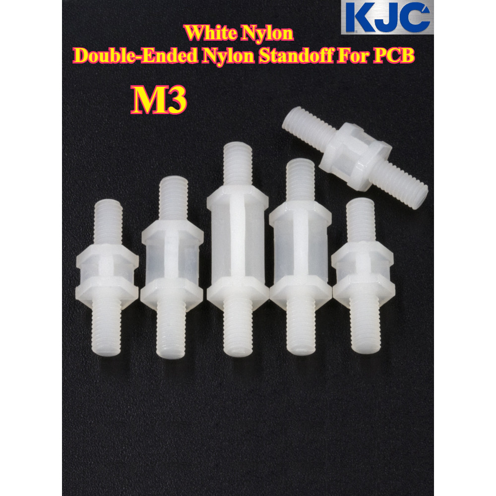 [KJC-NLZP] ขาตั้งไนลอนสีขาว, ไนลอนแบบ Double-Ended สําหรับ PCB, (M3) ขาตั้ง PCB ด้ายภายนอก