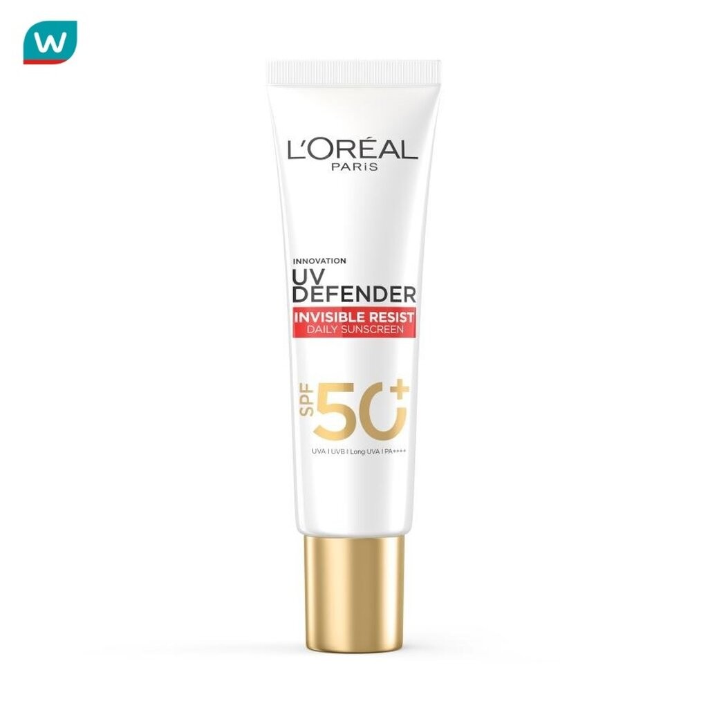 L'Oreal ลอรีอัลปารีส ยูวีดีเฟนเดอร์ อินวิซิเบิ้ล รีซิส เดลี่ซันสกรีน เอสพีเอฟ50+พีเอ++++30มล.