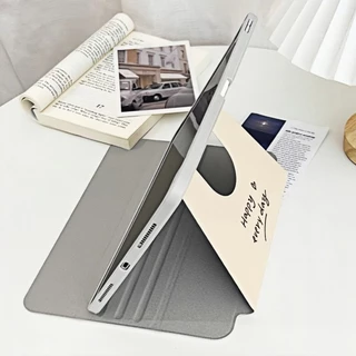 เคสไอแพดหมุนได้ 360 เคสไอเเพด Gen11 A16 Air7 2025 Pro11 Air6 2024 Air4 Air5 gen10 Gen9 Gen8 Gen7หลังใส ใส่ปากกาทางขวา