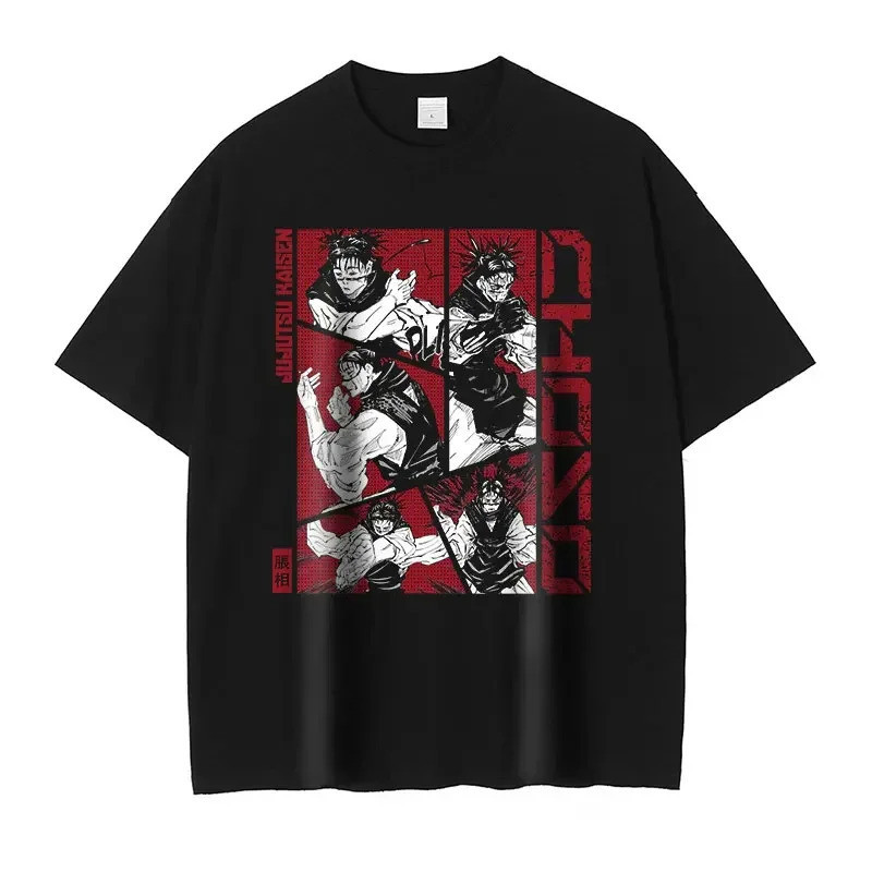 💥【พร้อมส่ง】 Jujutsu Kaisen เสื้อยืดวินเทจซัก Choso ขนาดใหญ่ สตรีทแวร์ Fushiguro Toji Gojo มังงะ เสื้