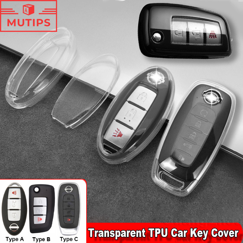 Nissan โปร่งใส TPU เคสกุญแจรถยนต์ เคสกุญแจรีโมทรถยนต์ สำหรับ Juke March Kicks Almera Serena C28 Terr