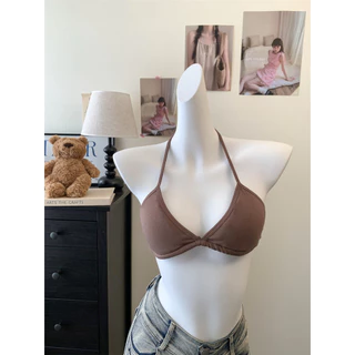 💝Bonnie💝เสื้อบิกินี่ สีพื้น สายเดี่ยว เซ็กซี่ crop top มีฟองน้ำในตัว ใส่สบาย เที่ยวทะเล พร้อมส่ง